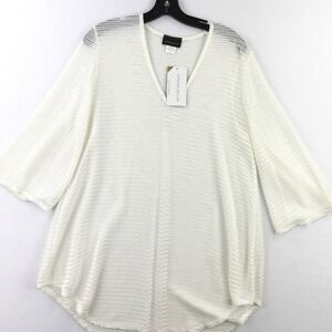 Jordan Taylor Swim Cover Up Size‎ L Mesh Tunic Bell Sleeve Ivory - New W/Tag